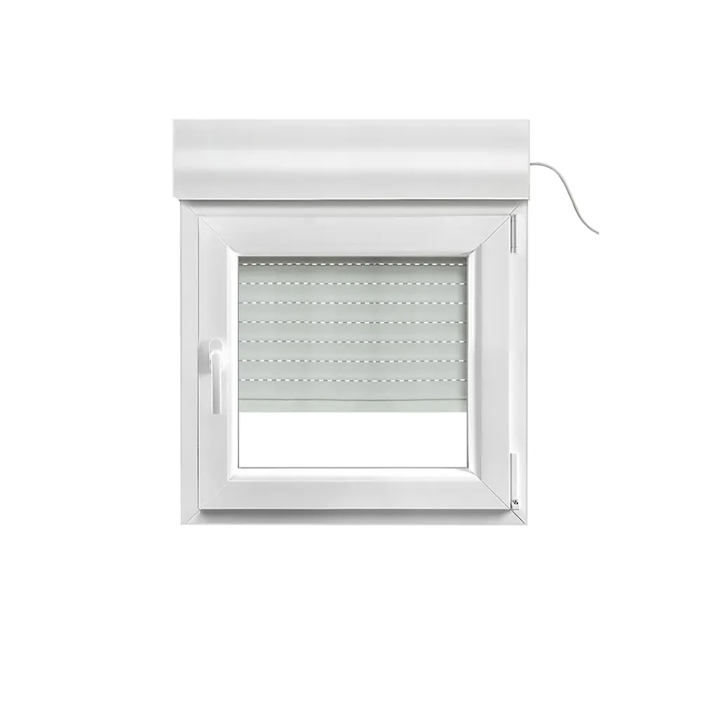 GoodHome Fenêtre PVC 1 vantail oscillo-battant + volet roulant électrique blanc - l.80 x h.75 cm, tirant droit- Fenêtre Pvc
