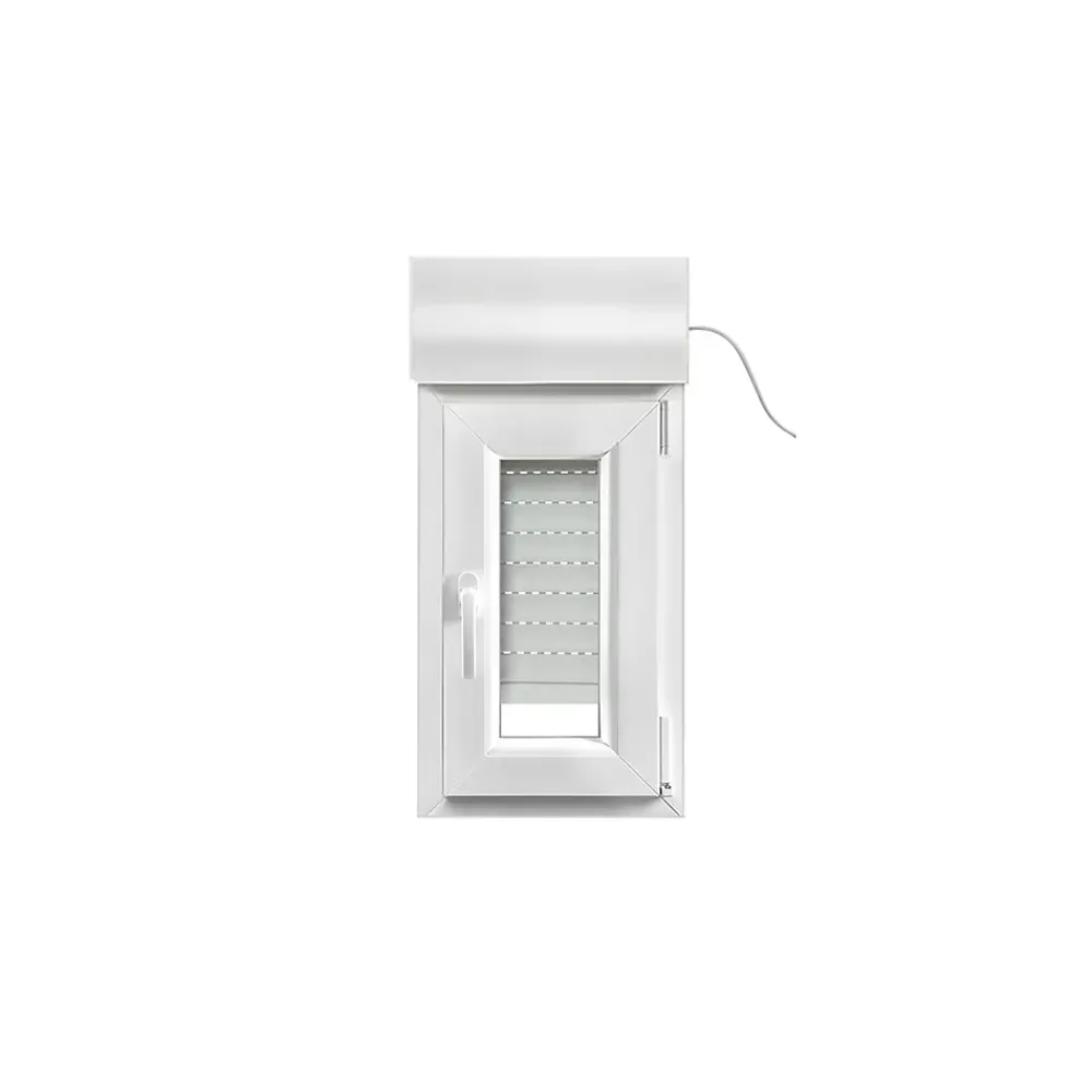 GoodHome Fenêtre PVC 1 vantail oscillo-battant + volet roulant électrique blanc - l.40 x h.65 cm, tirant droit- Fenêtre Pvc