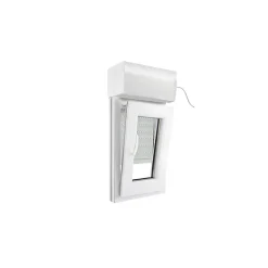 GoodHome Fenêtre PVC 1 vantail oscillo-battant + volet roulant électrique blanc - l.40 x h.65 cm, tirant droit- Fenêtre Pvc