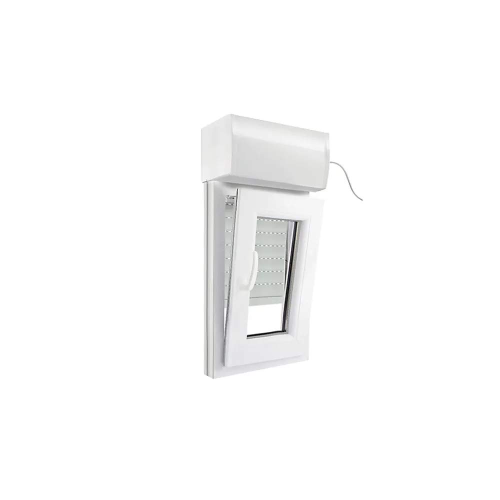 GoodHome Fenêtre PVC 1 vantail oscillo-battant + volet roulant électrique blanc - l.40 x h.65 cm, tirant droit- Fenêtre Pvc