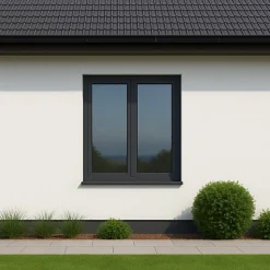 Gefradis Fenêtre PVC 2 vantaux H 145 x L 140 cm OB anthracite pour pose en neuf avec poignée- Fenêtre Pvc