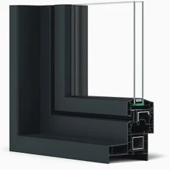 Gefradis Fenêtre PVC 2 vantaux H 115 x L 140 cm OB anthracite pour pose en neuf avec poignée- Fenêtre Pvc