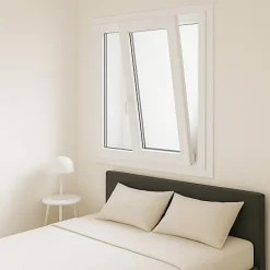 Gefradis Fenêtre PVC 2 vantaux H 155 x L 100 cm OB pour pose en neuf avec poignée- Fenêtre Pvc