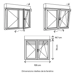 GoodHome Fenêtre Pvc<Fenêtre PVC 2 vantaux oscillo-battant + volet roulant électrique blanc - l.100 x h.75 cm