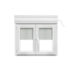 GoodHome Fenêtre Pvc<Fenêtre PVC 2 vantaux oscillo-battant + volet roulant électrique blanc - l.100 x h.75 cm