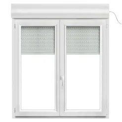 GoodHome Fenêtre PVC 2 vantaux oscillo-battant + volet roulant électrique blanc - l.120 x h.135 cm- Fenêtre Pvc