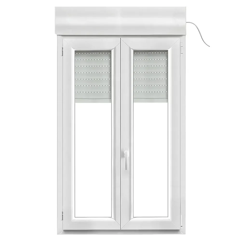 GoodHome Fenêtre PVC 2 vantaux oscillo-battant + volet roulant électrique blanc - 90 x h.135 cm- Fenêtre Pvc