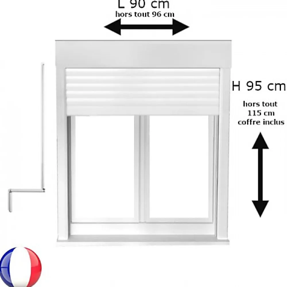 Gefradis Fenêtre Pvc<Fenêtre PVC 2 vantaux oscillo-battant avec volet roulant manivelle H 95 x L 90 cm pour pose en neuf