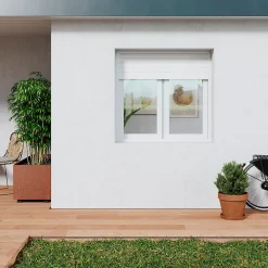 GoodHome Fenêtre PVC 2 vantaux oscillo-battant + volet roulant électrique blanc - l.100 x h.165 cm- Fenêtre Pvc