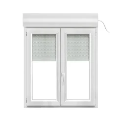 GoodHome Fenêtre PVC 2 vantaux oscillo-battant + volet roulant électrique blanc - l.100 x h.105 cm- Fenêtre Pvc