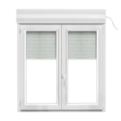 GoodHome Fenêtre Pvc<Fenêtre PVC 2 vantaux oscillo-battant + volet roulant électrique blanc - l.120 x h.125 cm