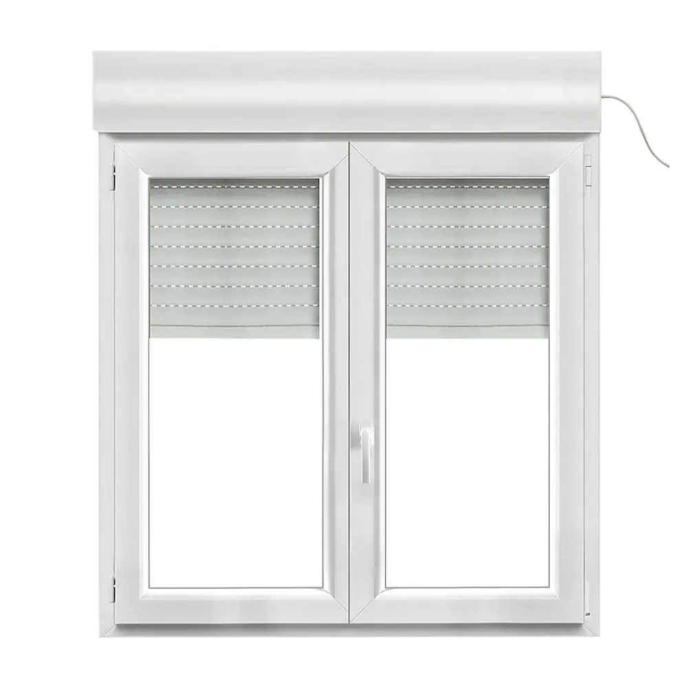 GoodHome Fenêtre Pvc<Fenêtre PVC 2 vantaux oscillo-battant + volet roulant électrique blanc - l.120 x h.125 cm