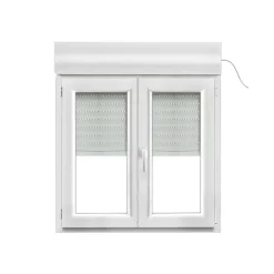 GoodHome Fenêtre PVC 2 vantaux oscillo-battant + volet roulant électrique blanc - l.100 x h.95 cm- Fenêtre Pvc