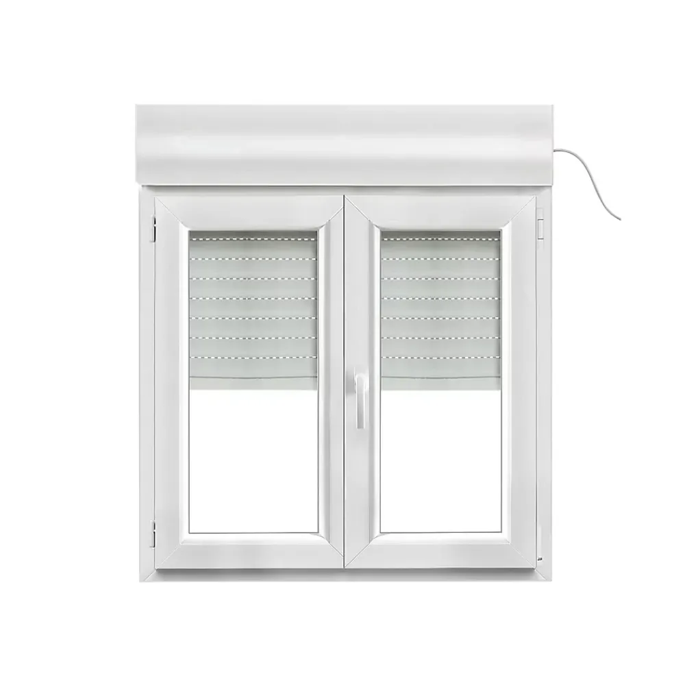 GoodHome Fenêtre PVC 2 vantaux oscillo-battant + volet roulant électrique blanc - l.100 x h.95 cm- Fenêtre Pvc