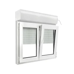 GoodHome Fenêtre PVC 2 vantaux oscillo-battant + volet roulant électrique blanc - l.100 x h.95 cm- Fenêtre Pvc