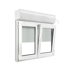 GoodHome Fenêtre PVC 2 vantaux oscillo-battant + volet roulant électrique blanc - l.120 x h.95 cm- Fenêtre Pvc