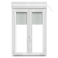 GoodHome Fenêtre Pvc<Fenêtre PVC 2 vantaux oscillo-battant + volet roulant électrique blanc - l.100 x h.135 cm