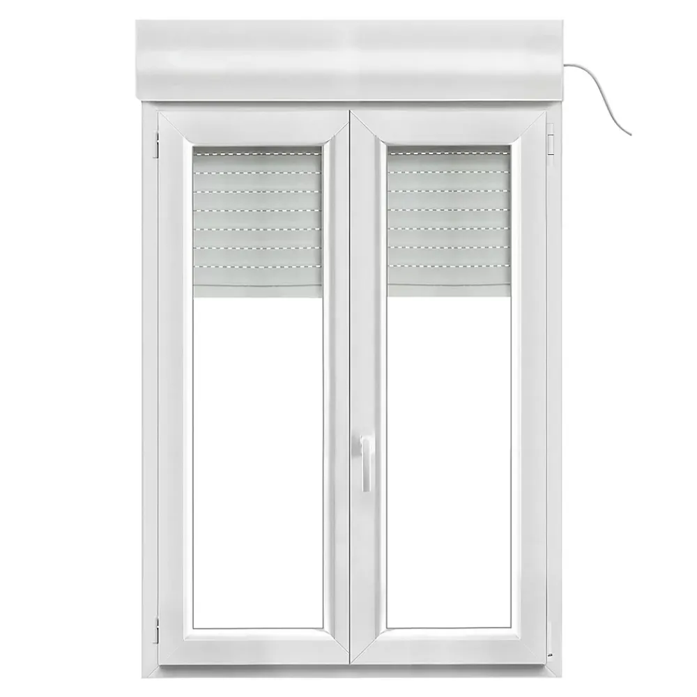 GoodHome Fenêtre Pvc<Fenêtre PVC 2 vantaux oscillo-battant + volet roulant électrique blanc - l.100 x h.135 cm