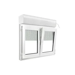 GoodHome Fenêtre Pvc<Fenêtre PVC 2 vantaux oscillo-battant + volet roulant électrique blanc - l.120 x h.75 cm