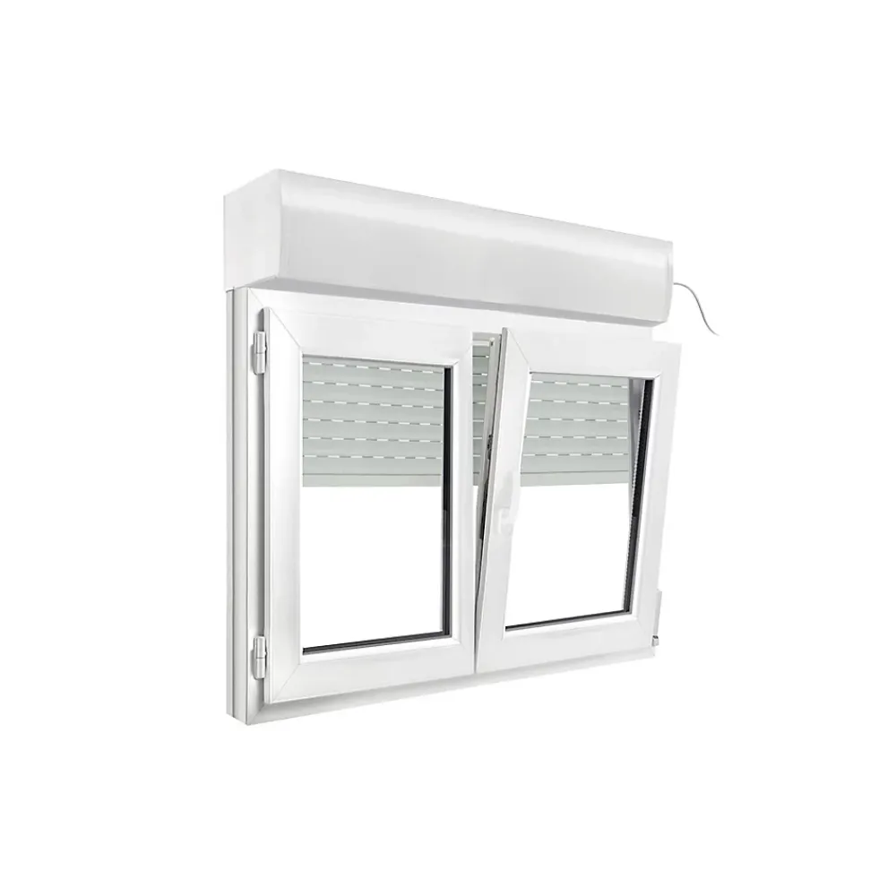 GoodHome Fenêtre Pvc<Fenêtre PVC 2 vantaux oscillo-battant + volet roulant électrique blanc - l.120 x h.75 cm