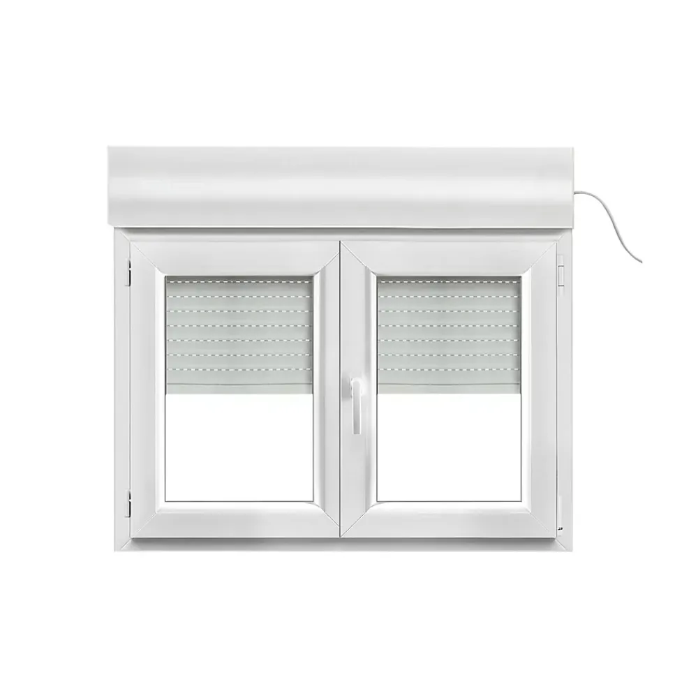 GoodHome Fenêtre Pvc<Fenêtre PVC 2 vantaux oscillo-battant + volet roulant électrique blanc - l.120 x h.75 cm
