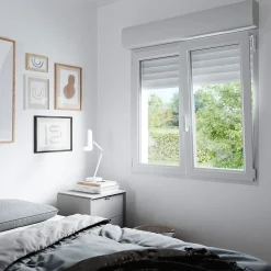 GoodHome Fenêtre Pvc<Fenêtre PVC 2 vantaux oscillo-battant + volet roulant électrique blanc - l.80 x h.125 cm