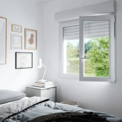 GoodHome Fenêtre Pvc<Fenêtre PVC 2 vantaux oscillo-battant + volet roulant électrique blanc - l.80 x h.125 cm