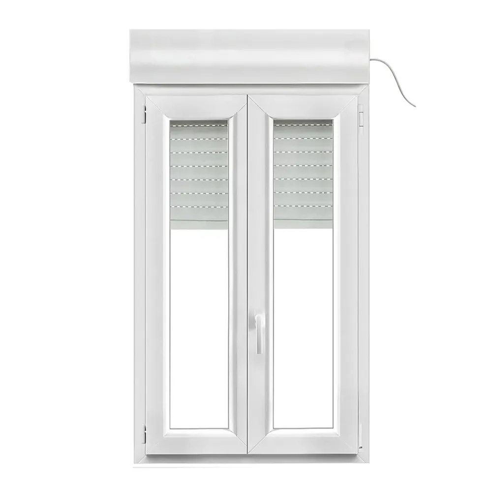 GoodHome Fenêtre Pvc<Fenêtre PVC 2 vantaux oscillo-battant + volet roulant électrique blanc - l.80 x h.125 cm