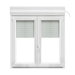 GoodHome Fenêtre PVC 2 vantaux oscillo-battant + volet roulant électrique blanc - l.120 x h.105 cm- Fenêtre Pvc