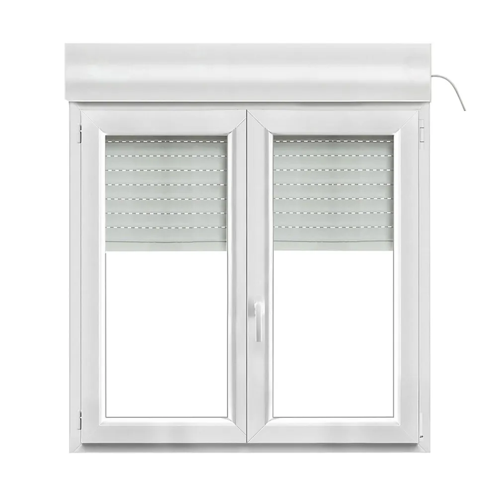 GoodHome Fenêtre PVC 2 vantaux oscillo-battant + volet roulant électrique blanc - l.120 x h.105 cm- Fenêtre Pvc