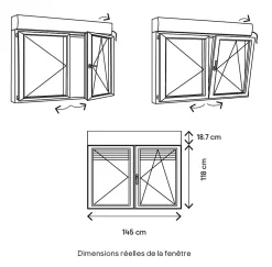 GoodHome Fenêtre Pvc<Fenêtre PVC 2 vantaux oscillo-battant + volet roulant électrique blanc - l.140 x h.115 cm