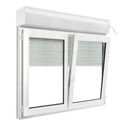 GoodHome Fenêtre Pvc<Fenêtre PVC 2 vantaux oscillo-battant + volet roulant électrique blanc - l.140 x h.115 cm