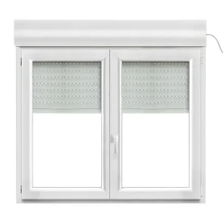 GoodHome Fenêtre Pvc<Fenêtre PVC 2 vantaux oscillo-battant + volet roulant électrique blanc - l.140 x h.115 cm