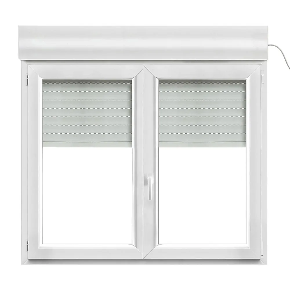 GoodHome Fenêtre Pvc<Fenêtre PVC 2 vantaux oscillo-battant + volet roulant électrique blanc - l.140 x h.115 cm