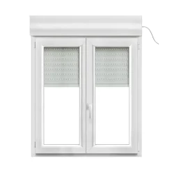 GoodHome Fenêtre Pvc<Fenêtre PVC 2 vantaux oscillo-battant + volet roulant électrique blanc - l.100 x h.115 cm