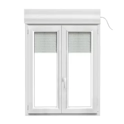 GoodHome Fenêtre Pvc<Fenêtre PVC 2 vantaux oscillo-battant + volet roulant électrique blanc - l.100 x h.125 cm