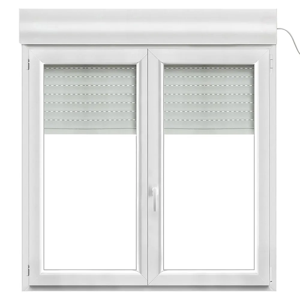 GoodHome Fenêtre PVC 2 vantaux oscillo-battant + volet roulant électrique blanc - l.140 x h.135 cm- Fenêtre Pvc