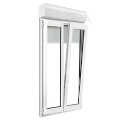 GoodHome Fenêtre PVC 2 vantaux oscillo-battant + volet roulant électrique blanc - 100 x h.175 cm- Fenêtre Pvc