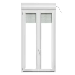 GoodHome Fenêtre PVC 2 vantaux oscillo-battant + volet roulant électrique blanc - 100 x h.175 cm- Fenêtre Pvc