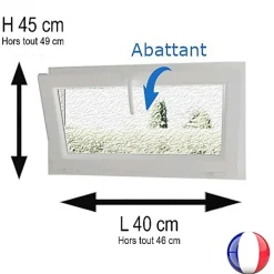Gefradis Fenêtre Pvc<Fenêtre PVC abattant 1 vantail anthracite H 45 x L 40 cm verre brouillé + poignée pour pose en neuf