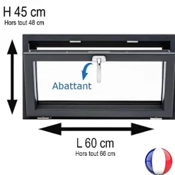 Gefradis Fenêtre Pvc<Fenêtre PVC abattant 1 vantail anthracite H 45 x L 60 cm avec poignée pour pose en neuf