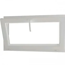 Gefradis Fenêtre PVC abattant 1 vantail blanc H 45 x L 120 cm avec poignée pour pose en neuf- Fenêtre Pvc