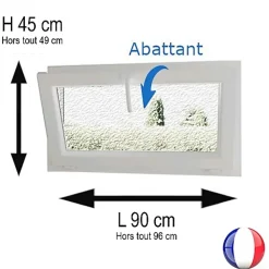 Gefradis Fenêtre Pvc<Fenêtre PVC abattant 1 vantail anthracite H 45 x L 90 cm verre brouillé + poignée pour pose en neuf