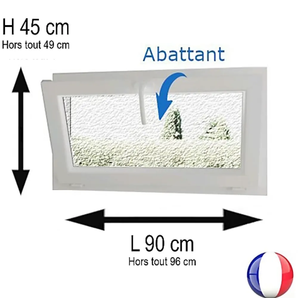 Gefradis Fenêtre Pvc<Fenêtre PVC abattant 1 vantail anthracite H 45 x L 90 cm verre brouillé + poignée pour pose en neuf