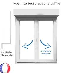 Gefradis Fenêtre PVC avec volet roulant manivelle PVC H 125 x L 140 cm 2 vantaux pour pose en neuf- Fenêtre Pvc