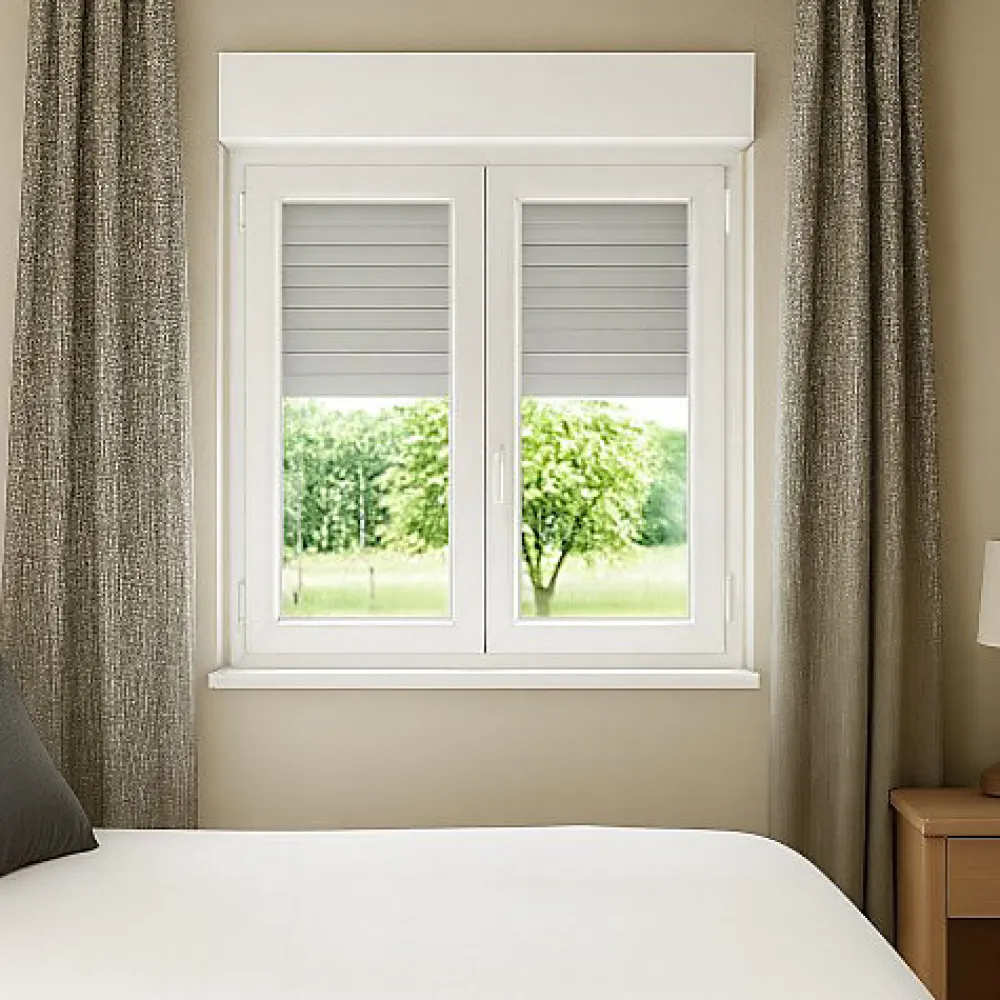 Gefradis Fenêtre PVC avec volet roulant manivelle PVC H 175 x L 110 cm 2 vantaux pour pose en neuf- Fenêtre Pvc
