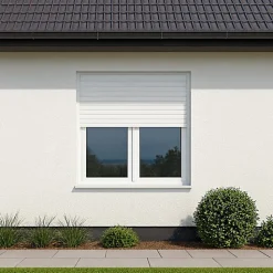 Gefradis Fenêtre PVC avec volet roulant électrique H 105 x L 90 cm 2 vantaux pour pose en neuf- Fenêtre Pvc
