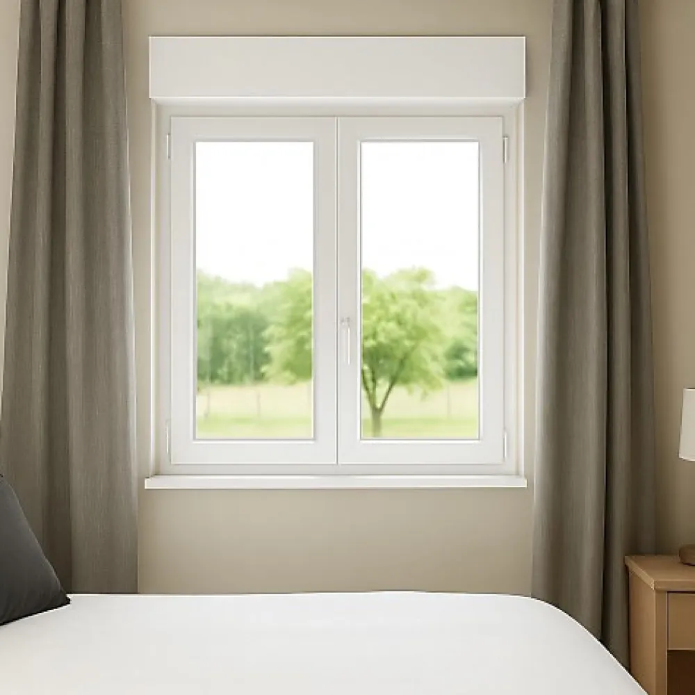 Gefradis Fenêtre PVC avec volet roulant électrique H 105 x L 90 cm 2 vantaux pour pose en neuf- Fenêtre Pvc