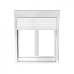 Gefradis Fenêtre PVC avec volet roulant électrique H 105 x L 90 cm 2 vantaux pour pose en neuf- Fenêtre Pvc