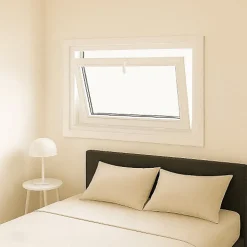 Gefradis Fenêtre PVC blanc 1 vantail abattant hors tout H 46 x L 86 cm pour pose rénovation- Fenêtre Pvc